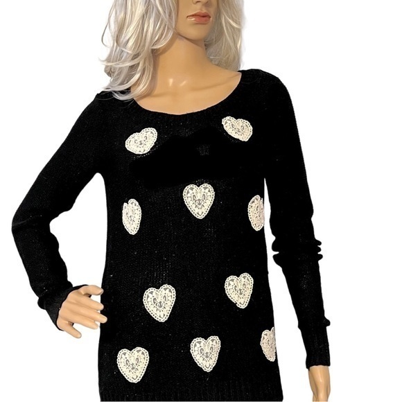 LC Lauren Conrad Tops - Lauren Conrad Black Heart Sweater XS